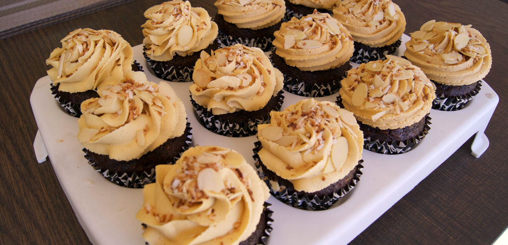 Chocolate cupcakes with custard buttercream